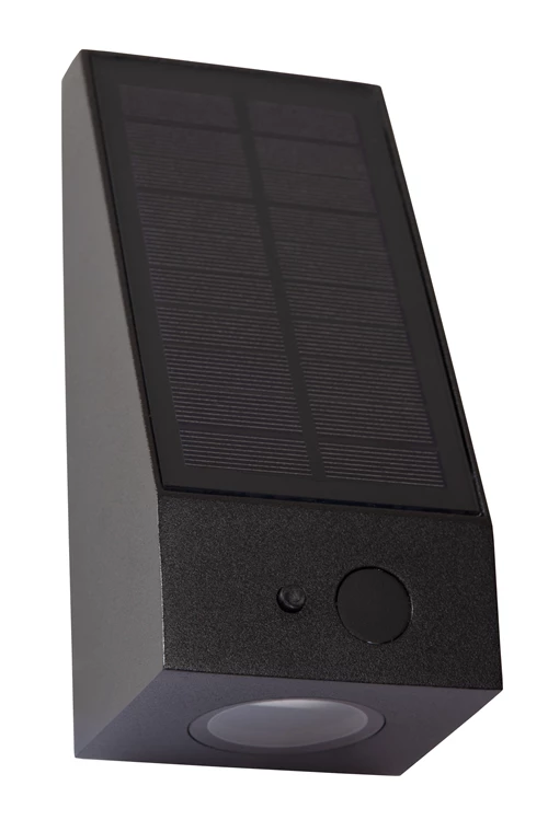 Lucide IRWIN - Wandlamp - Zonne-energie - LED Dimb. - 1x2W 3000K - IP54 - Beweging & dag/nacht sensor - Zwart - uitgezet